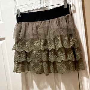 Mint Green lace layered ruffle skirt.